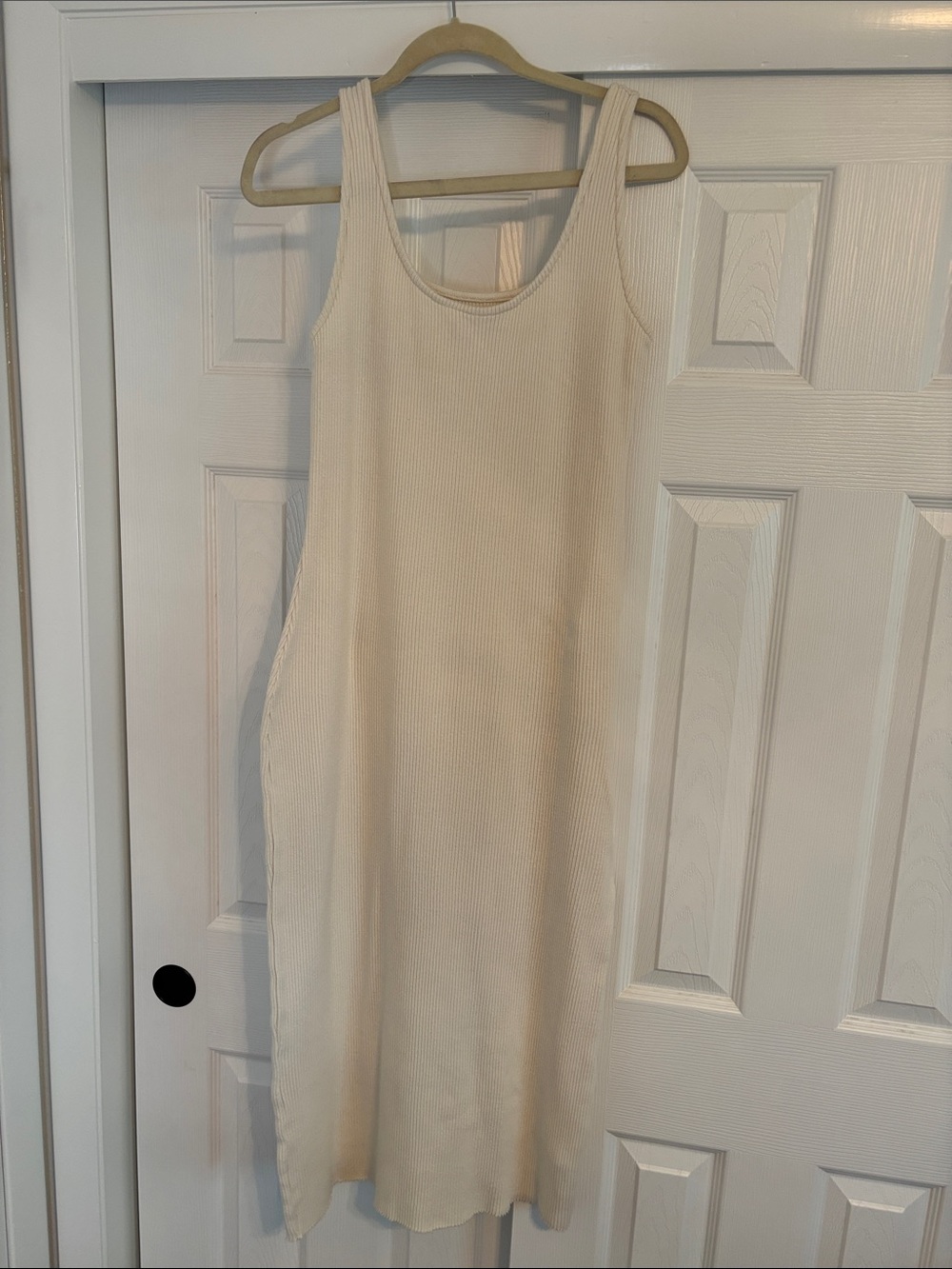 Free People 100% Cotton Cream Ribbed Maxi Tank Dress Excellent Condition XS